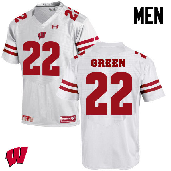 Men Winsconsin Badgers #22 Cade Green College Football Jerseys-White - Click Image to Close